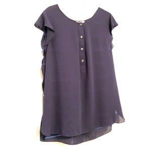 LOFT Outlet navy flutter sleeve blouse size L